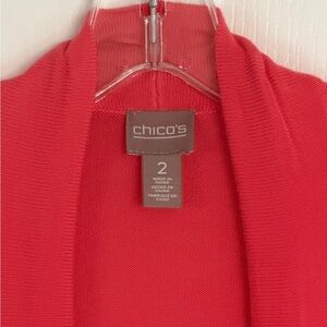 Chico's Sunset Orange Open-Front Long Cardigan